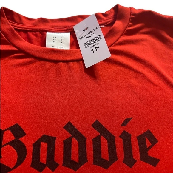 NWT Ladies Soft Touch Short Sleeve “Baddie” Sports T Shirt Size S/M. - Picture 5 of 6